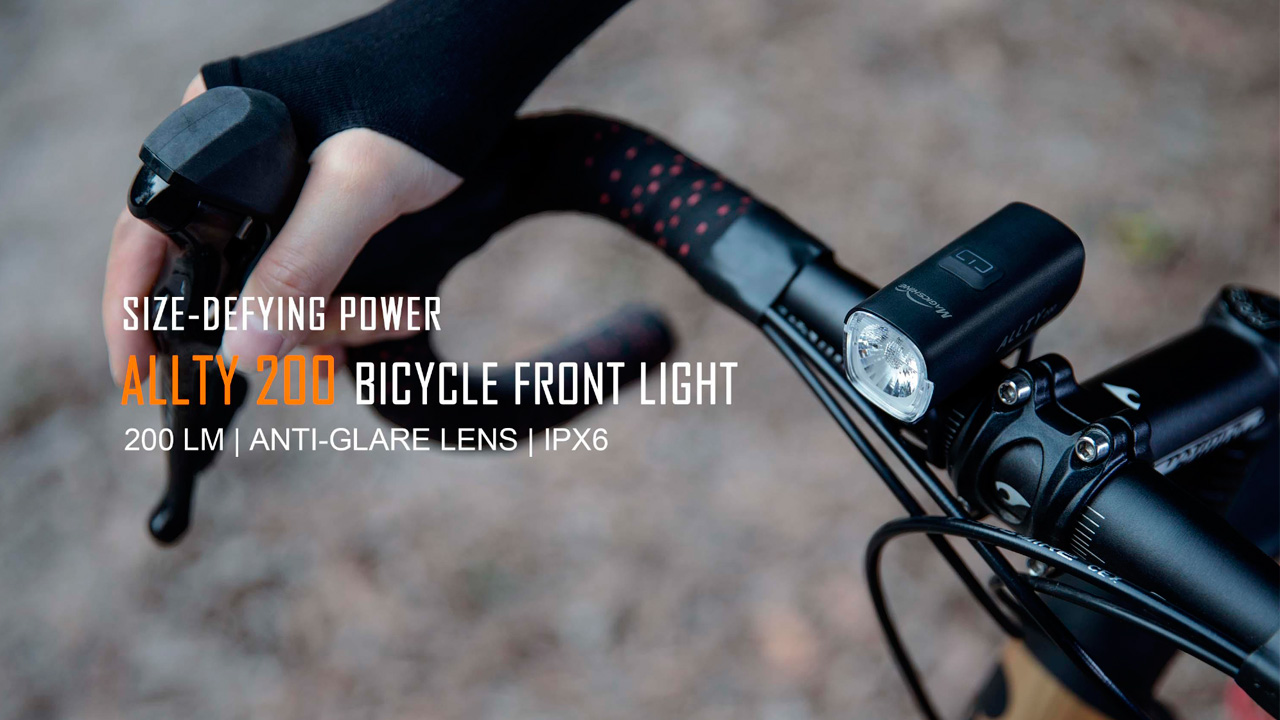 MagicShine ALLTY - Luz delantera para bicicleta 200, IPX6 impermeable USB-C  carga rápida faros de bicicleta, 200 lúmenes, 5 modos de brillo, luz LED